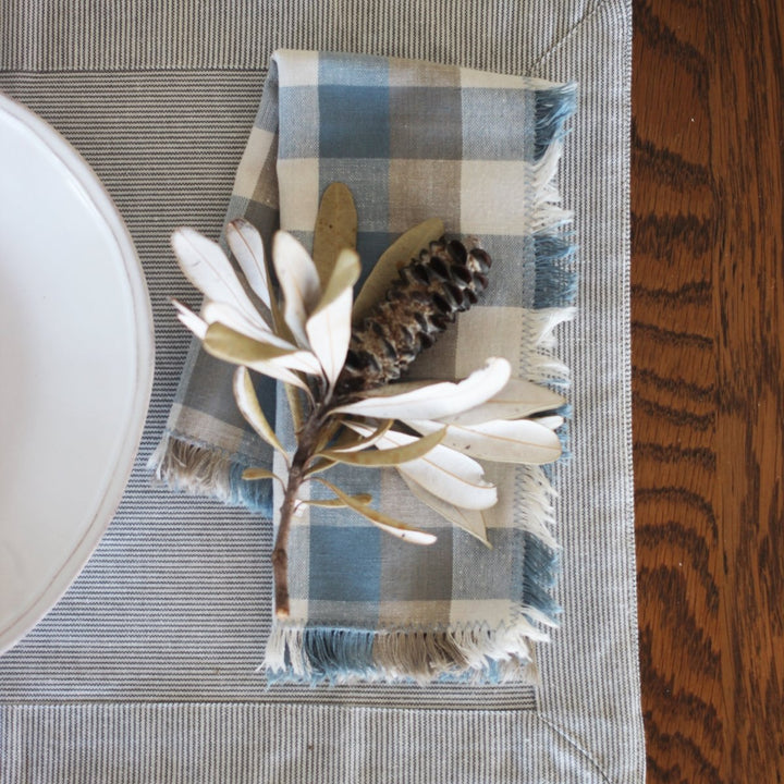 Raine & Humble Double Check Napkin Set - Blue Haze - Ruby's Home Store