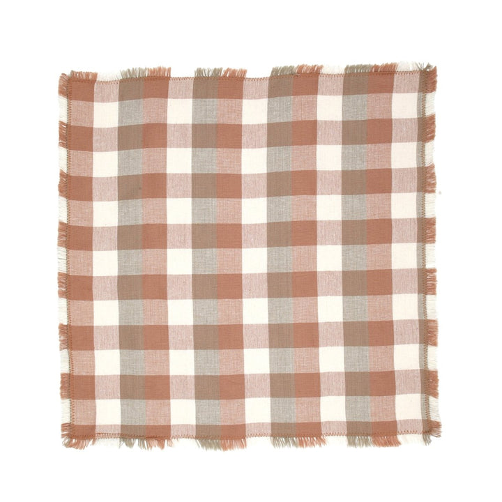 Raine & Humble Double Check Napkin Set - Salmon Pink - Ruby's Home Store