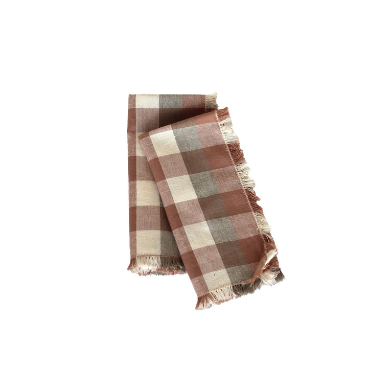 Raine & Humble Double Check Napkin Set - Salmon Pink - Ruby's Home Store