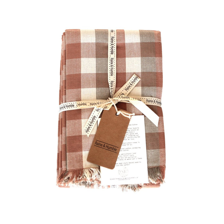 Raine & Humble Double Check Tablecloth - Salmon Pink - Ruby's Home Store