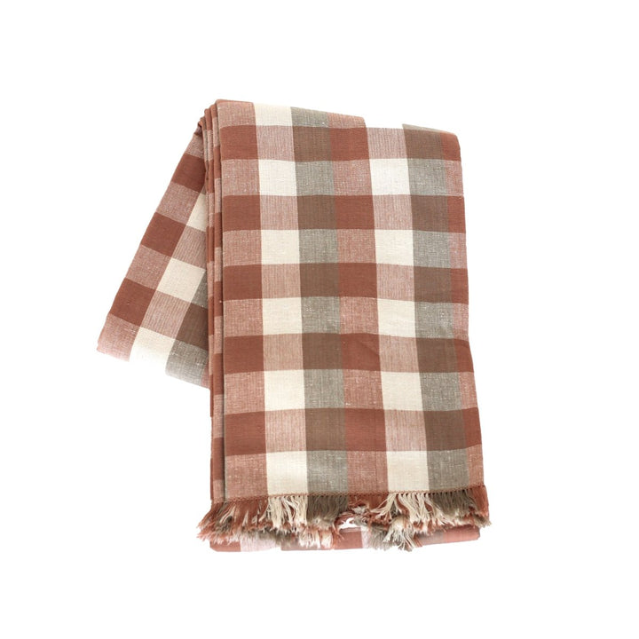 Raine & Humble Double Check Tablecloth - Salmon Pink - Ruby's Home Store