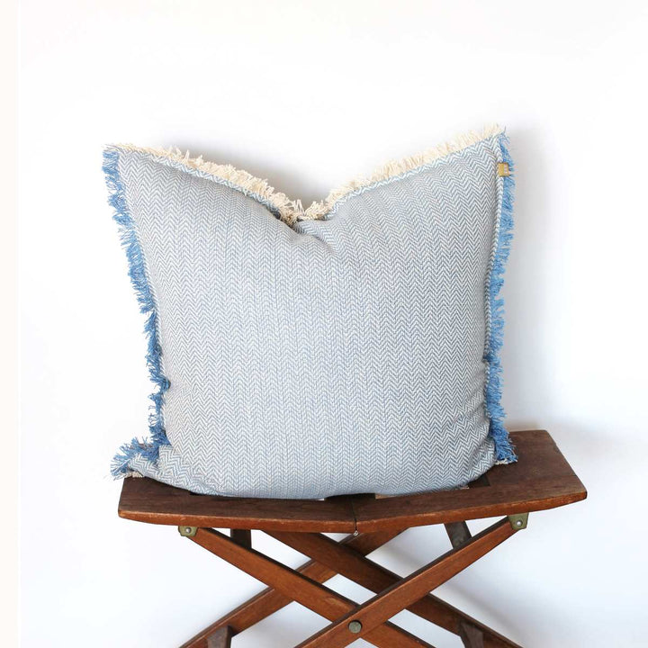 Raine & Humble Heavy Cotton Herringbone Cushion - Pale Blue - Ruby's Home Store