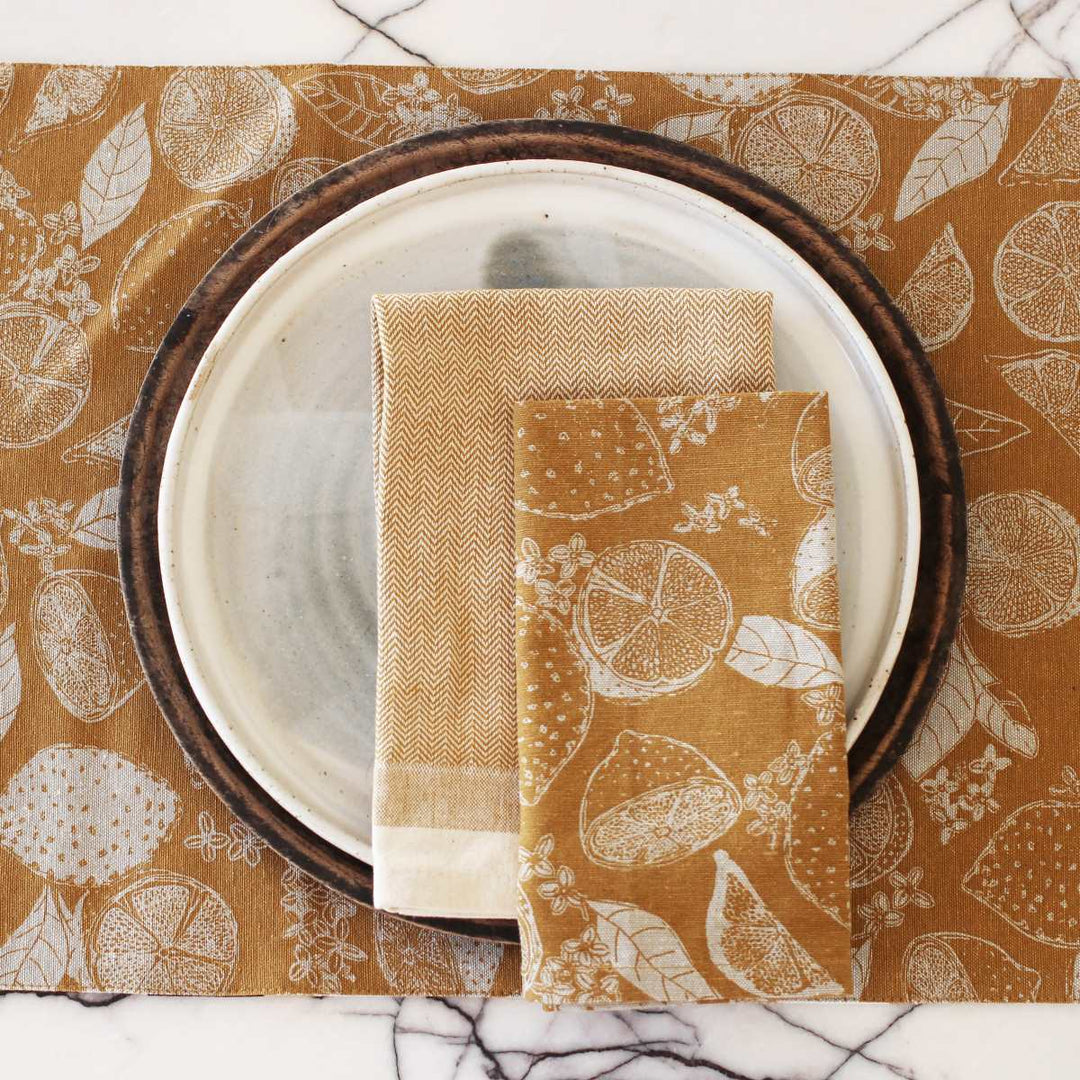 Raine & Humble Lemon Marmalade Napkin Set - Golden Yellow - Ruby's Home Store