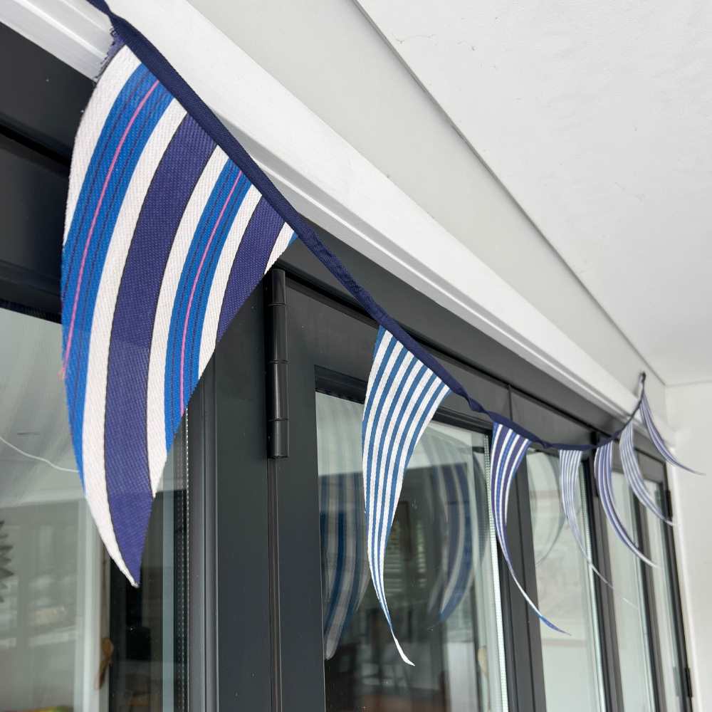 Recycled Plastic Bunting - Blue & White - 10metres - Ruby's Home Store