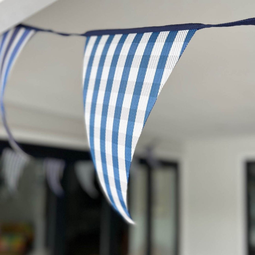 Recycled Plastic Bunting - Blue & White - 10metres - Ruby's Home Store