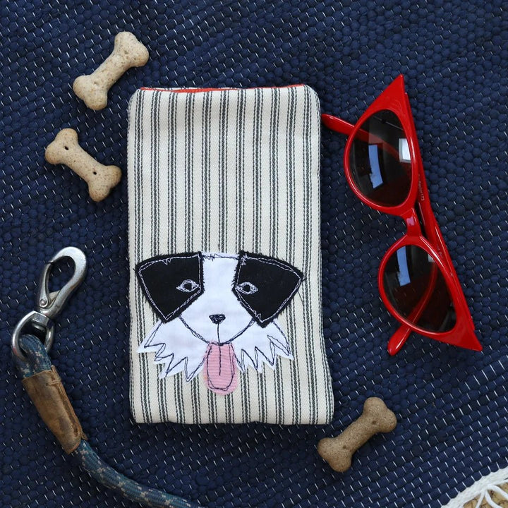 Roscoe Dog Embroidered Phone or Glasses Case - Poppy Treffry - Ruby&
