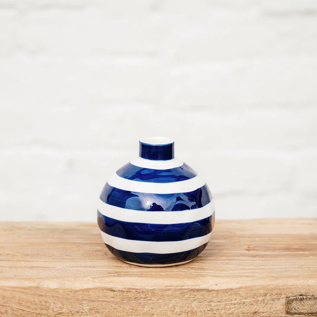 Round Bud Vase - Classic Blue Stripe - Noss & Co - Ruby's Home Store