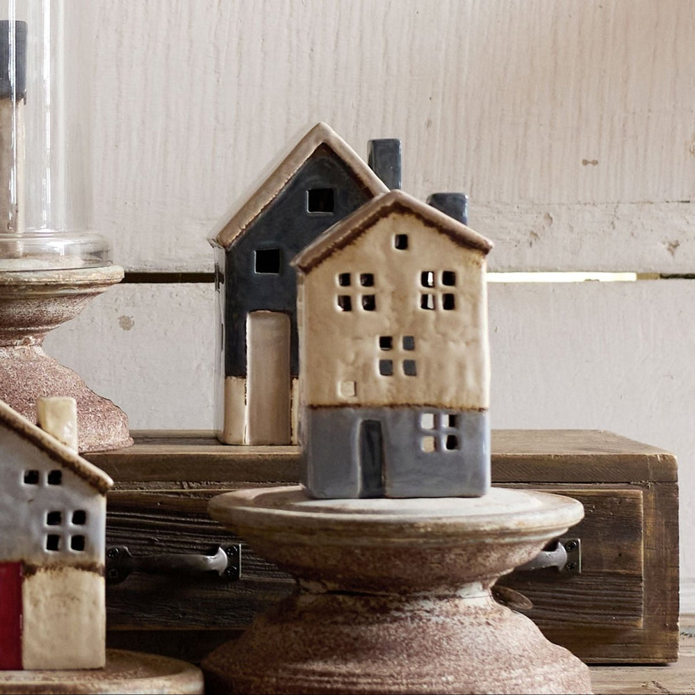 Saint Malo Tea Light House Stone Roof - Ruby's Home Store