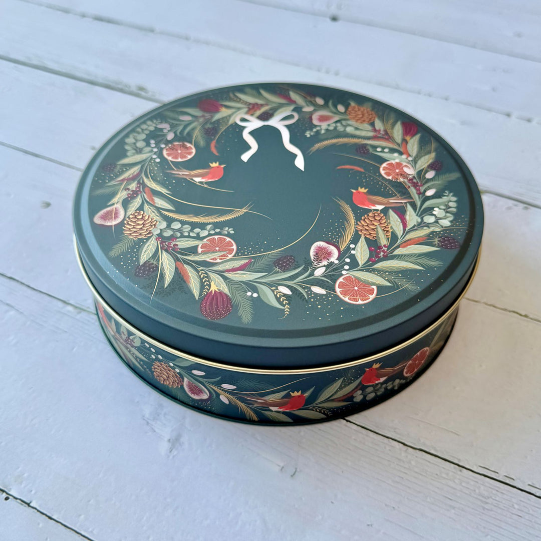 Christmas Wreath Small Round Tin - Sara Miller