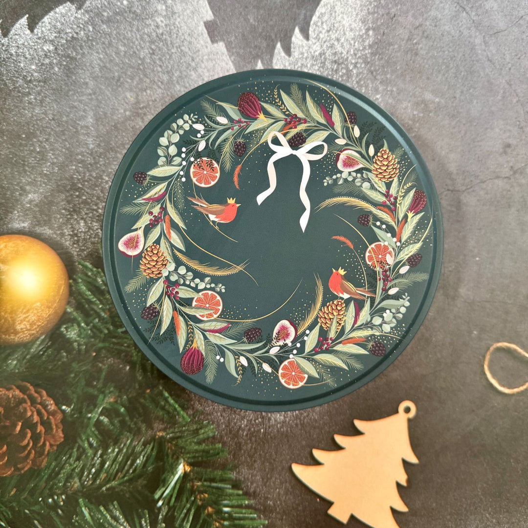 Christmas Wreath Small Round Tin - Sara Miller