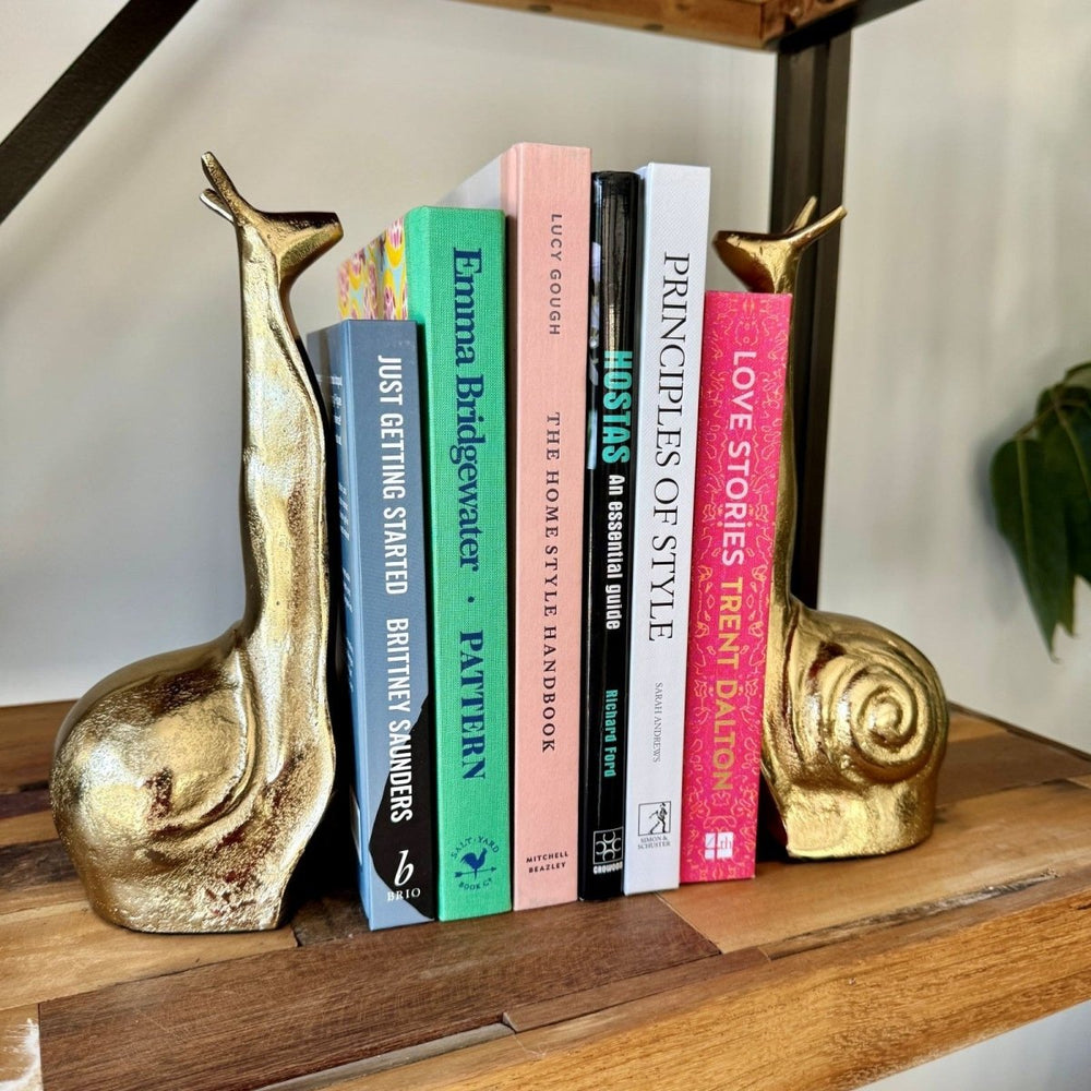 Snail Bookends - Gold - White Moose - Ruby's Home Store