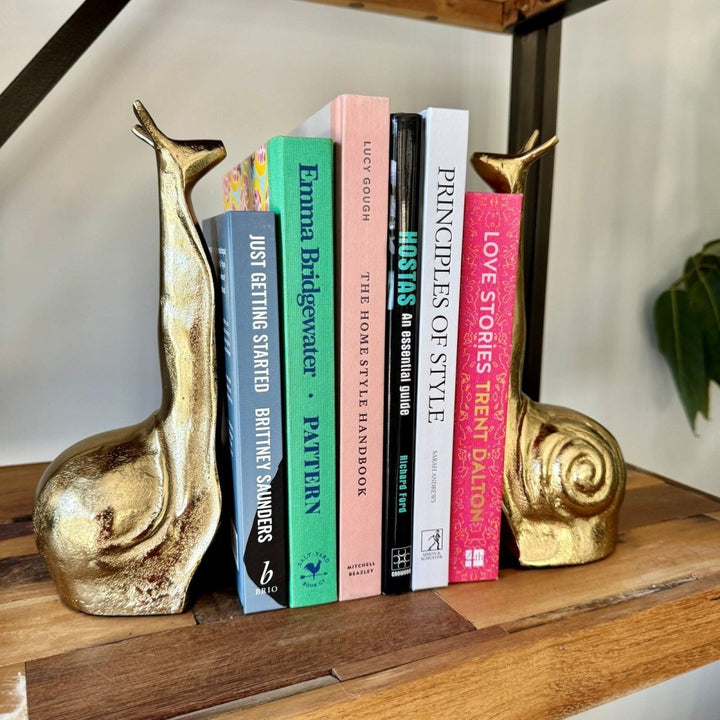 Snail Bookends - Gold - White Moose - Ruby's Home Store