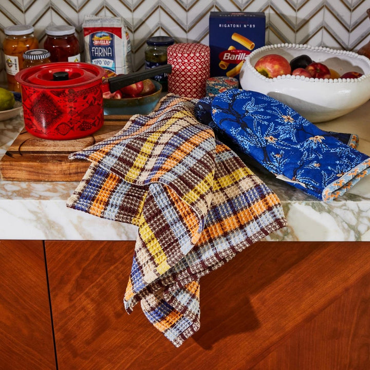 Stela Check Tea Towel - Cornflower - Sage x Clare - Ruby&