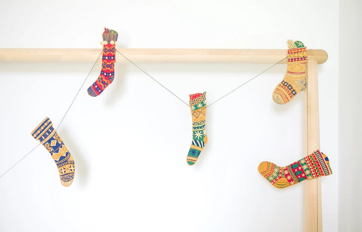 Festive Stockings Sewn Garland - East End Press