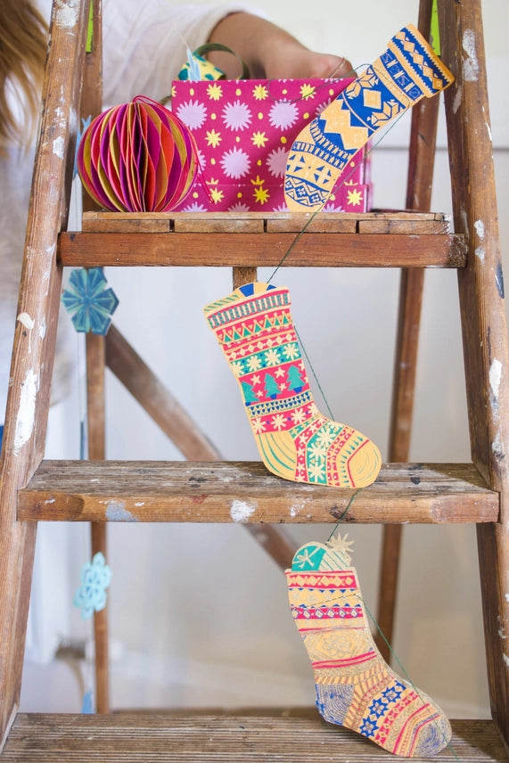 Festive Stockings Sewn Garland - East End Press