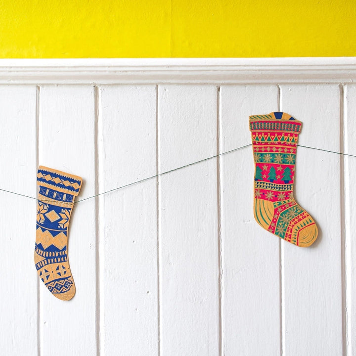 Festive Stockings Sewn Garland - East End Press