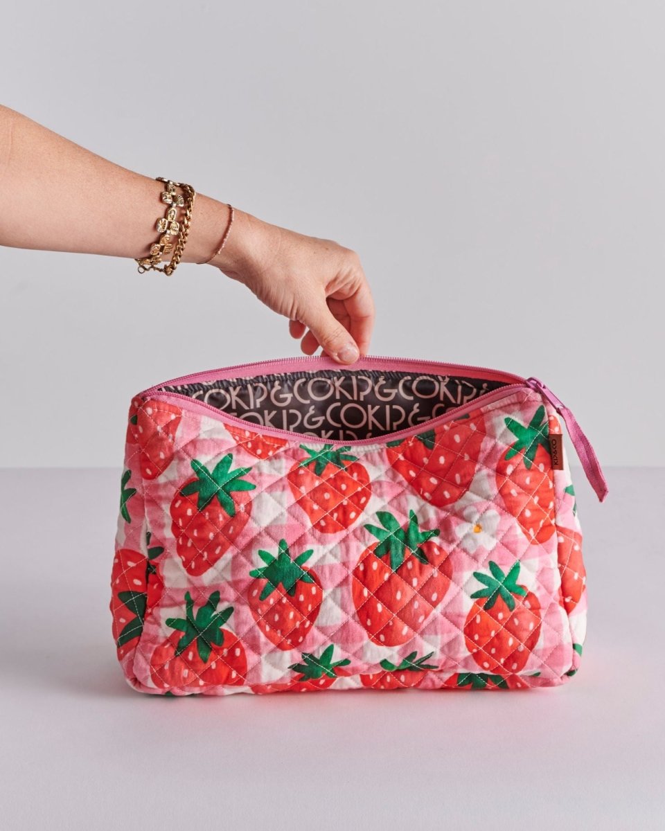 Strawberry Jam Quilted Cotton Toiletry Bag - Kip & Co - Ruby's Home Store