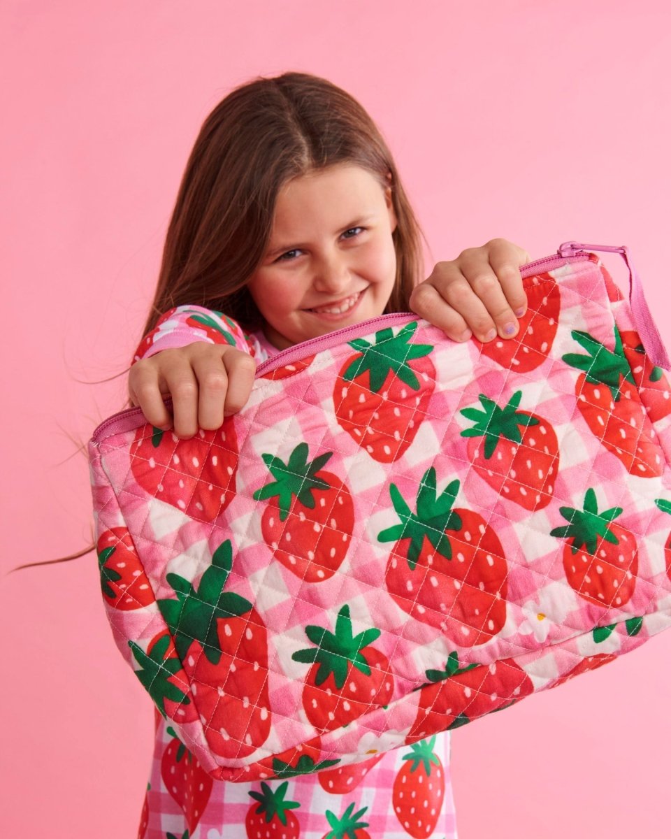 Strawberry Jam Quilted Cotton Toiletry Bag - Kip & Co - Ruby's Home Store