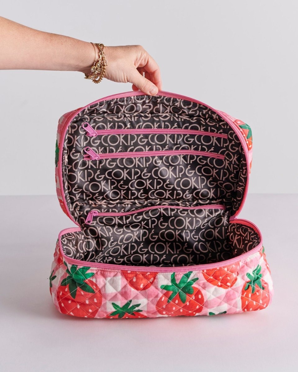 Strawberry Jam Quilted Cotton Toiletry Case - Kip & Co - Ruby's Home Store