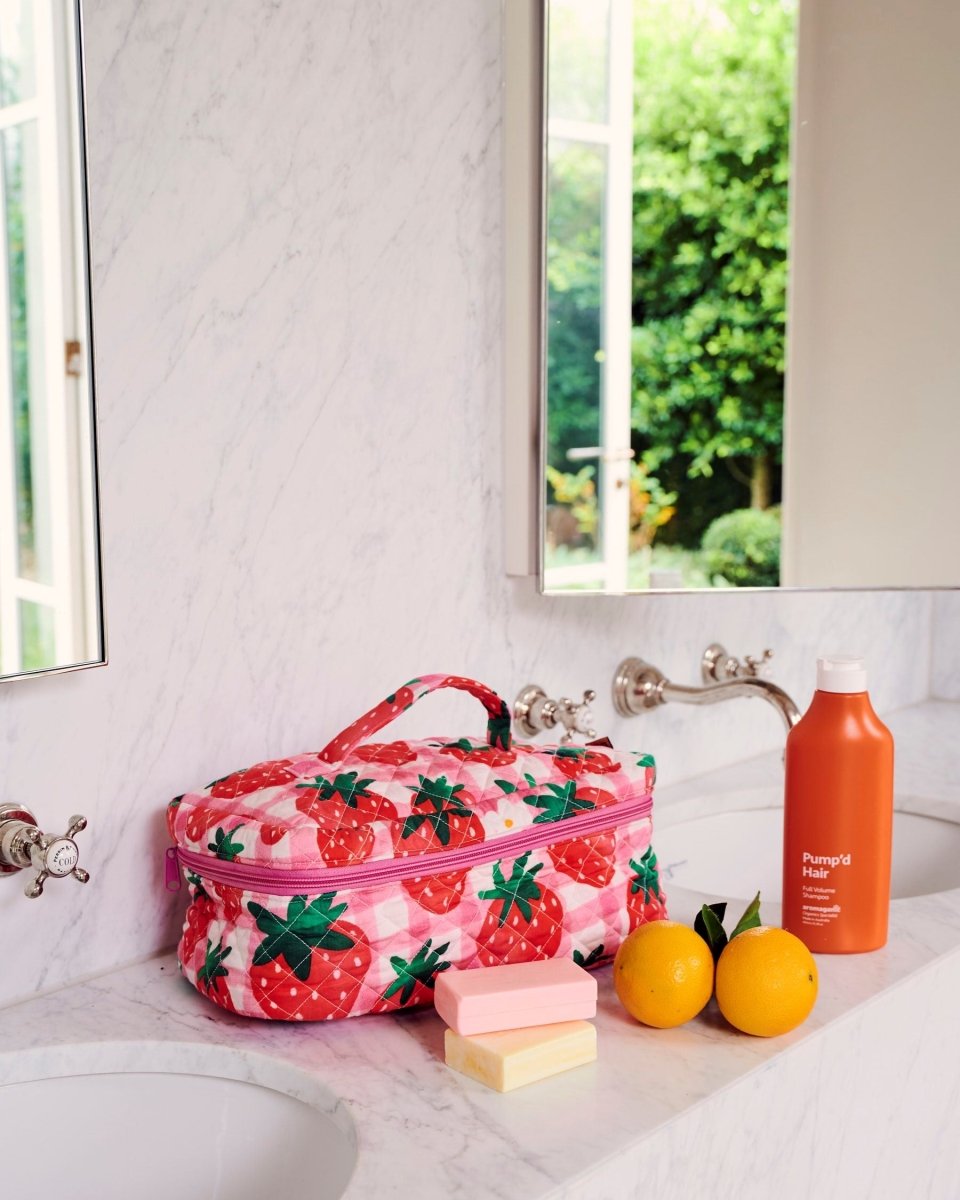 Strawberry Jam Quilted Cotton Toiletry Case - Kip & Co - Ruby's Home Store