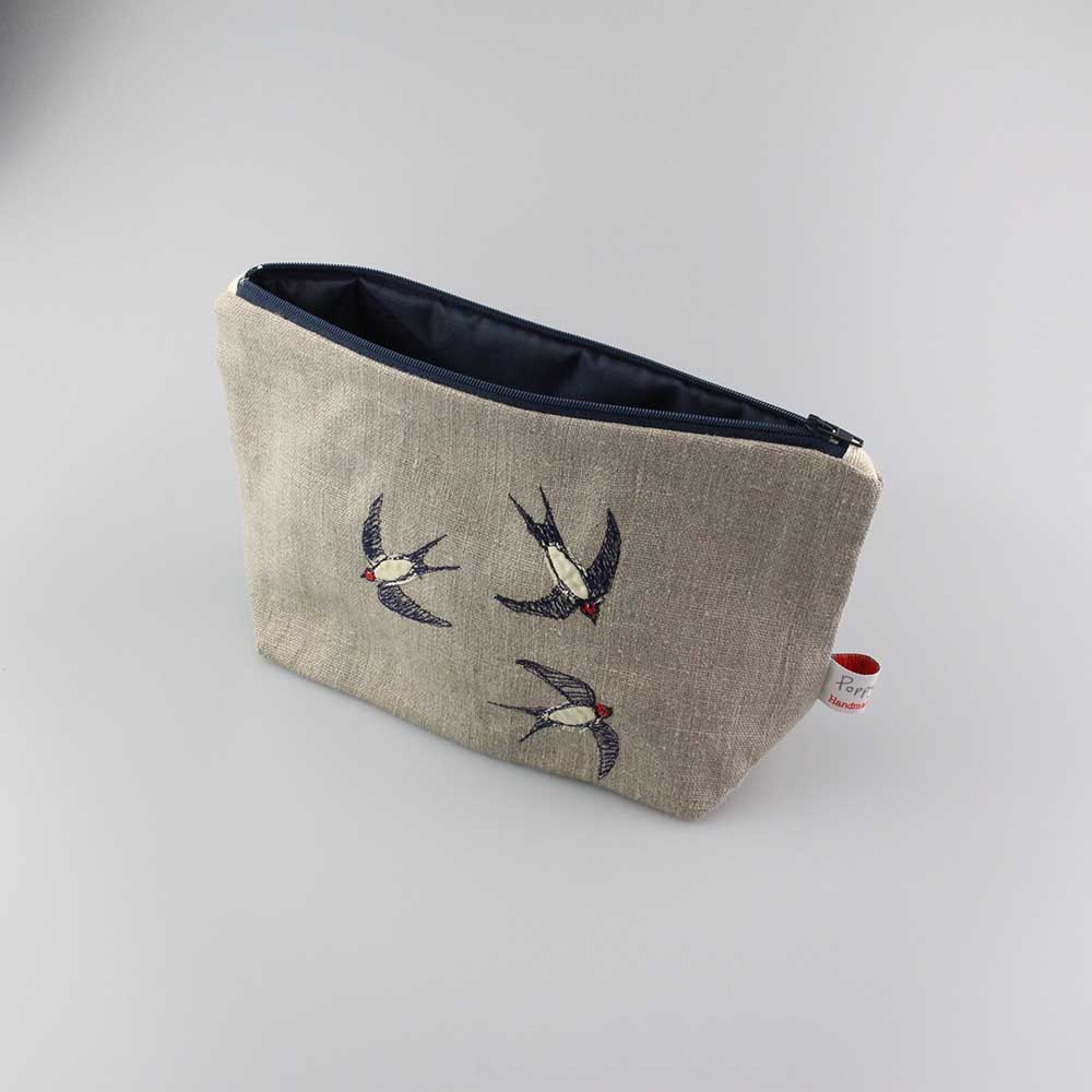 Swallows Embroidered Make Up Bag - Poppy Treffry - Ruby's Home Store