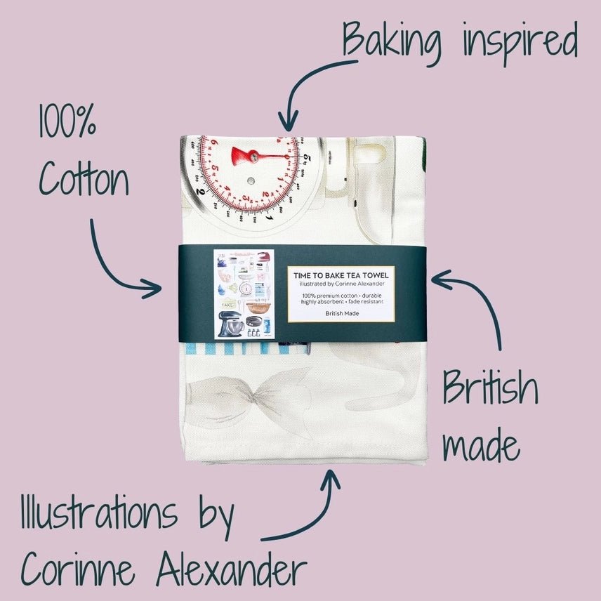 Time To Bake Tea Towel - Corrine Alexander - Ruby&
