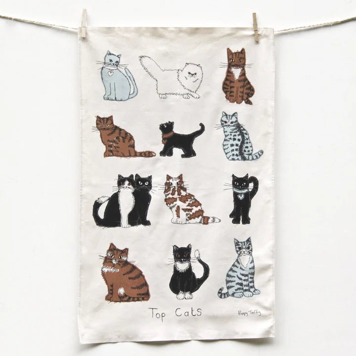 Top Cats Tea Towel - Poppy Treffry - Ruby's Home Store