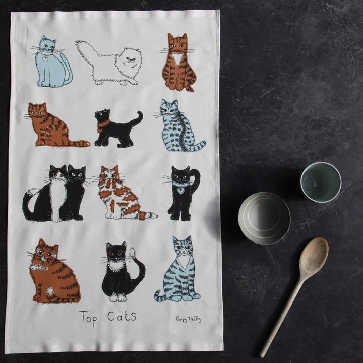 Top Cats Tea Towel - Poppy Treffry - Ruby's Home Store
