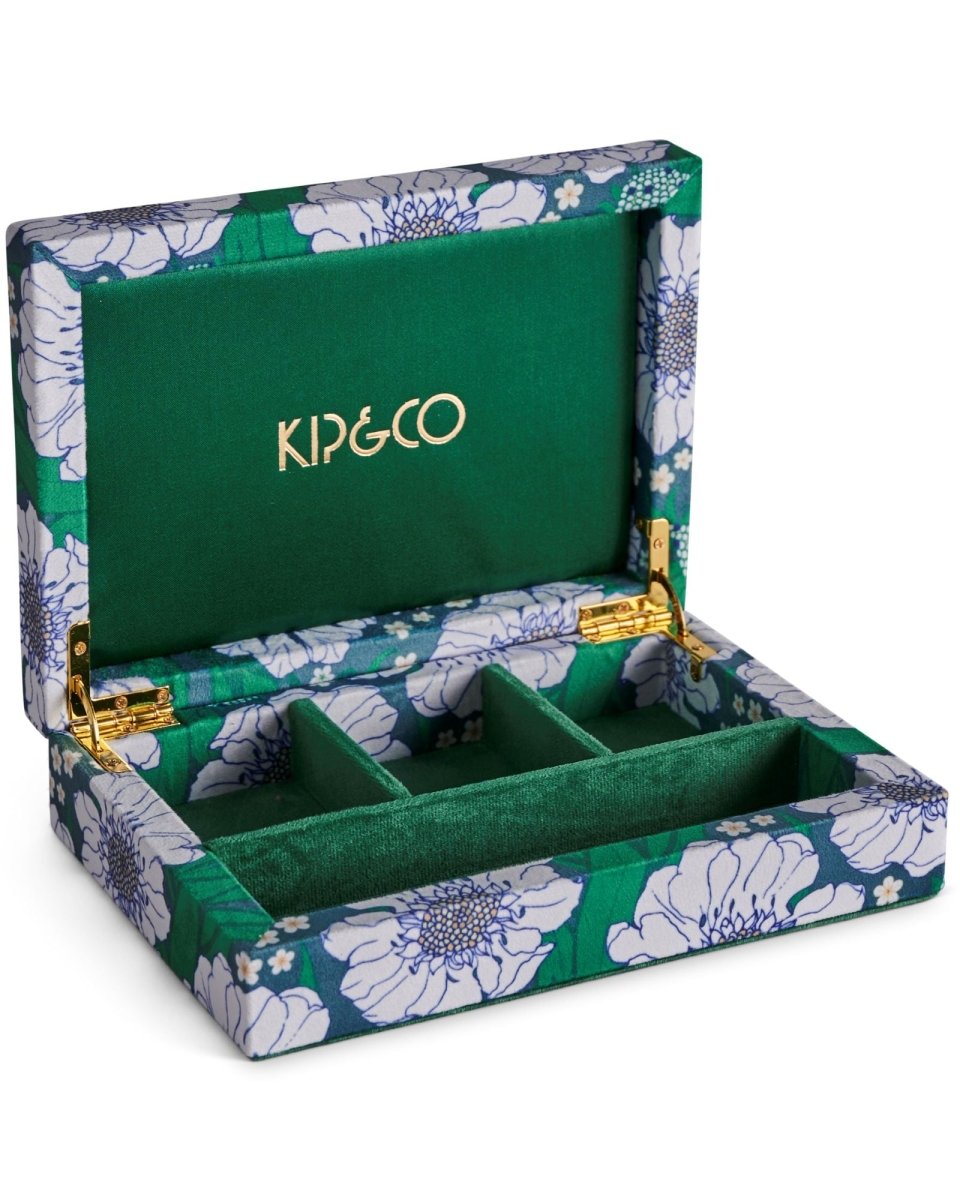 Tumbling Flowers Green Small Velvet Jewellery Box - Kip & Co - Ruby's Home Store