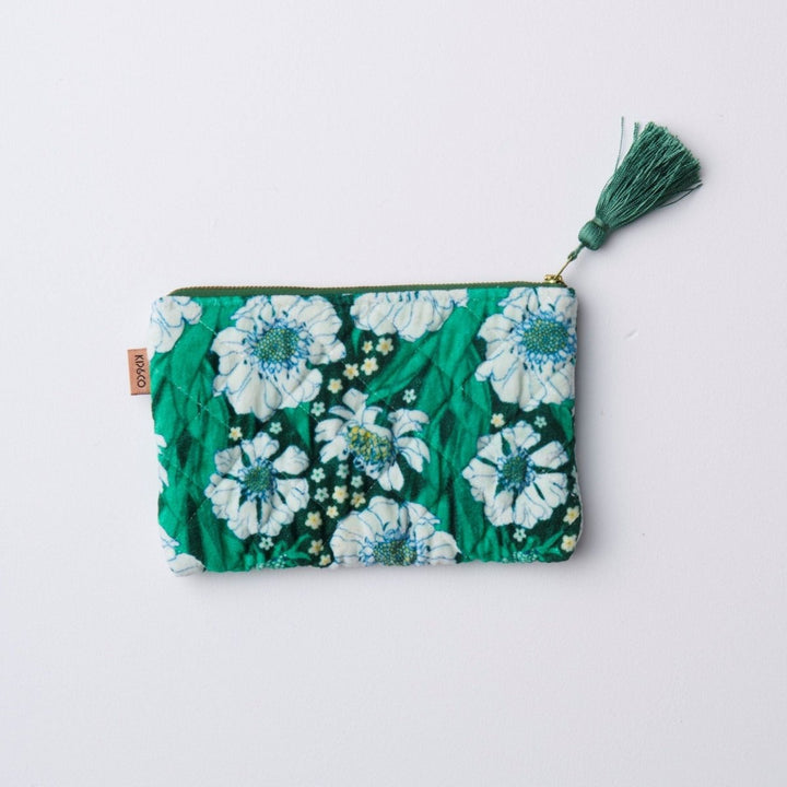 Tumbling Flowers Green Velvet Cosmetic Purse - Kip & Co - Ruby's Home Store