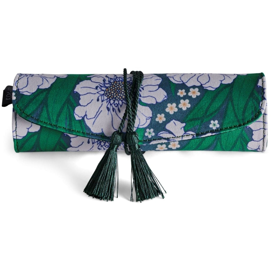 Tumbling Flowers Green Velvet Jewellery Roll - Kip & Co - Ruby's Home Store