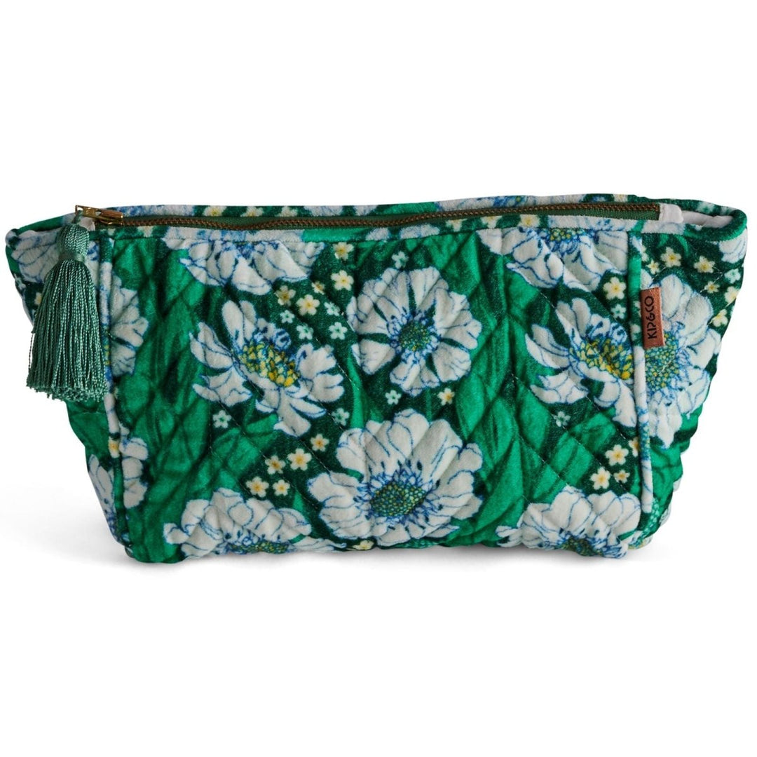 Tumbling Flowers Green Velvet Toiletry Bag - Kip & Co - Ruby's Home Store