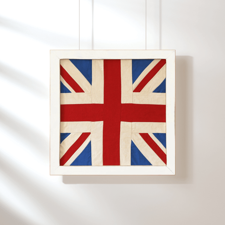 Union Jack Flag Vintage Look Quilt Framed - Ruby&