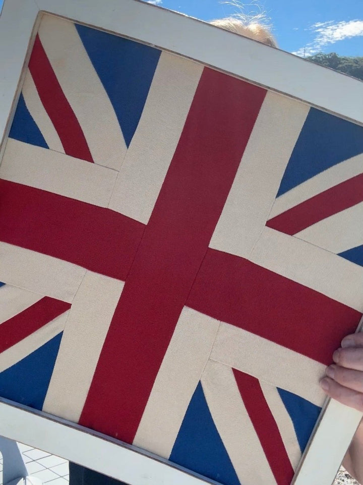Union Jack Flag Vintage Look Quilt Framed - Ruby&