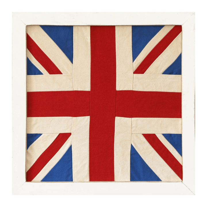 Union Jack Flag Vintage Look Quilt Framed - Ruby&