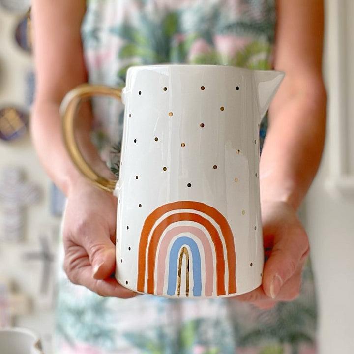 Carla Dinnage white rainbow jug at Ruby's Home Store