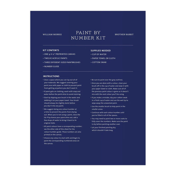 William Morris Brother Rabbit Paint by Number Kit - Ruby's Home Store