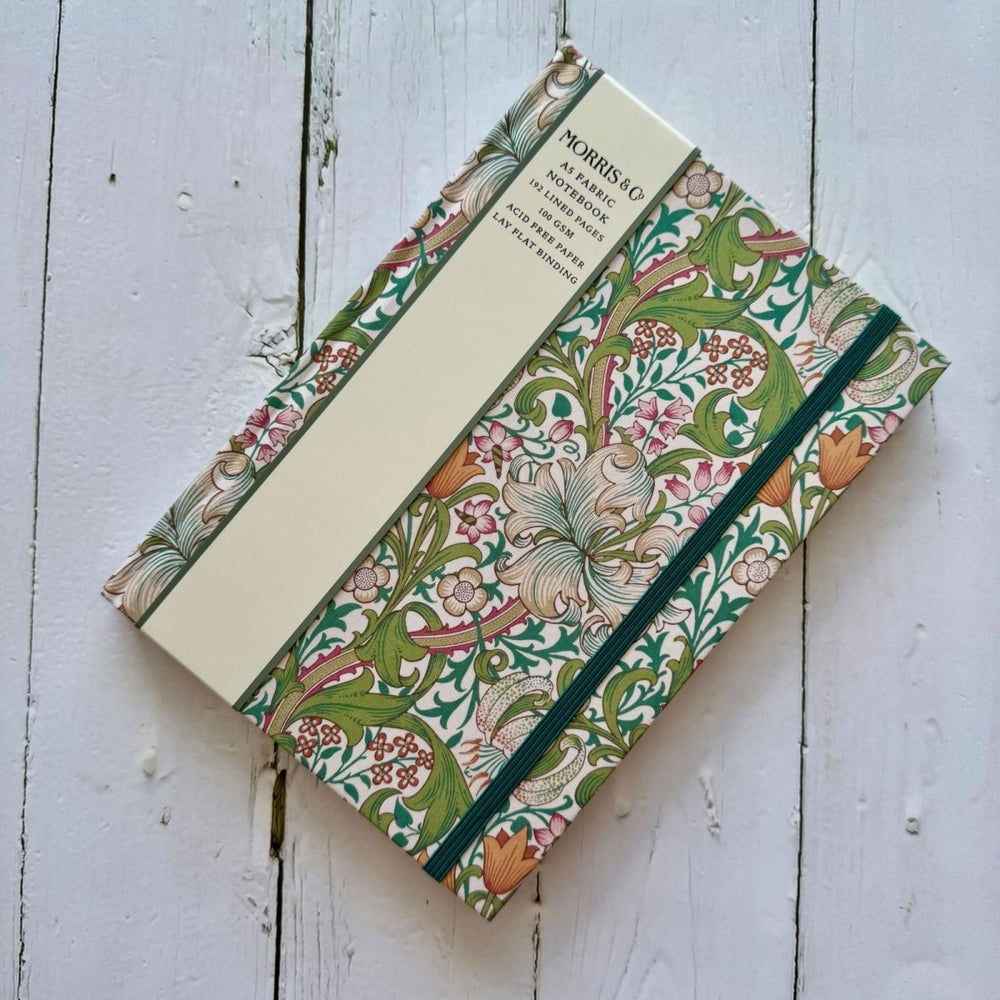 William Morris Golden Lily Fabric A5 Notebook - Ruby's Home Store