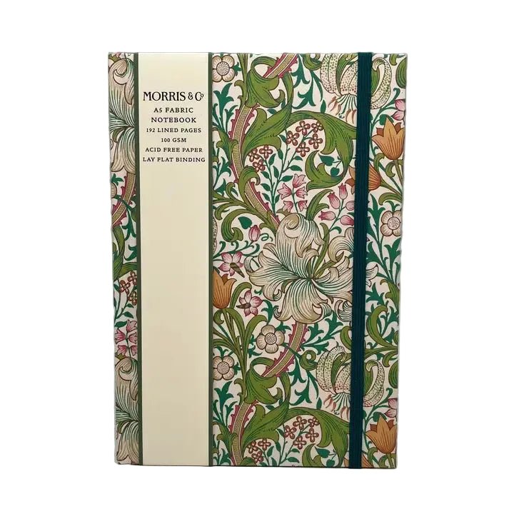 William Morris Golden Lily Fabric A5 Notebook - Ruby's Home Store