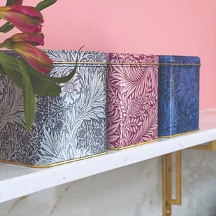 William Morris Marigold Square Canister Pack of 3 Tins - Ruby&