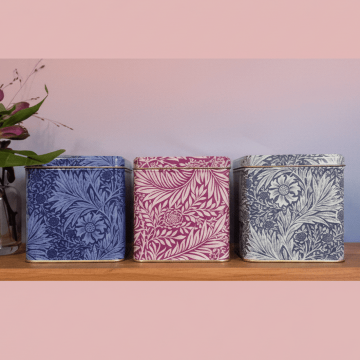 William Morris Marigold Square Canister Pack of 3 Tins - Ruby&
