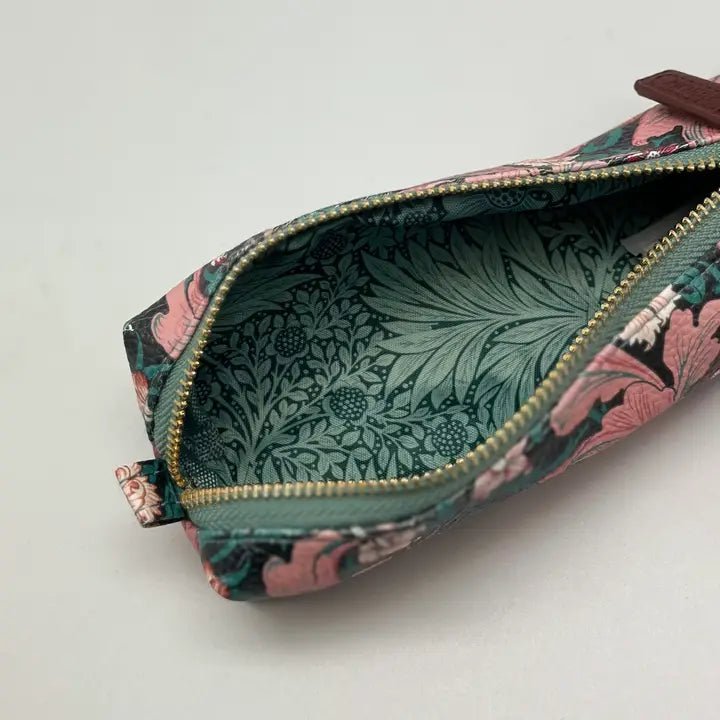 William Morris Slim Faux Leather Pencil Case - Ruby&