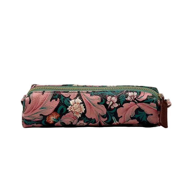 William Morris Slim Faux Leather Pencil Case - Ruby&