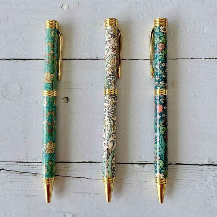 William Morris Strawberry Thief Set of 3 Pens - Ruby&