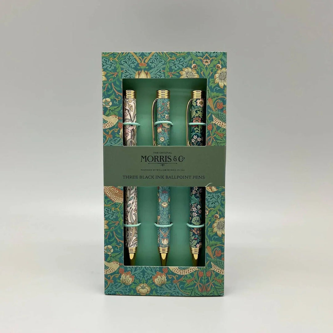 William Morris Strawberry Thief Set of 3 Pens - Ruby&