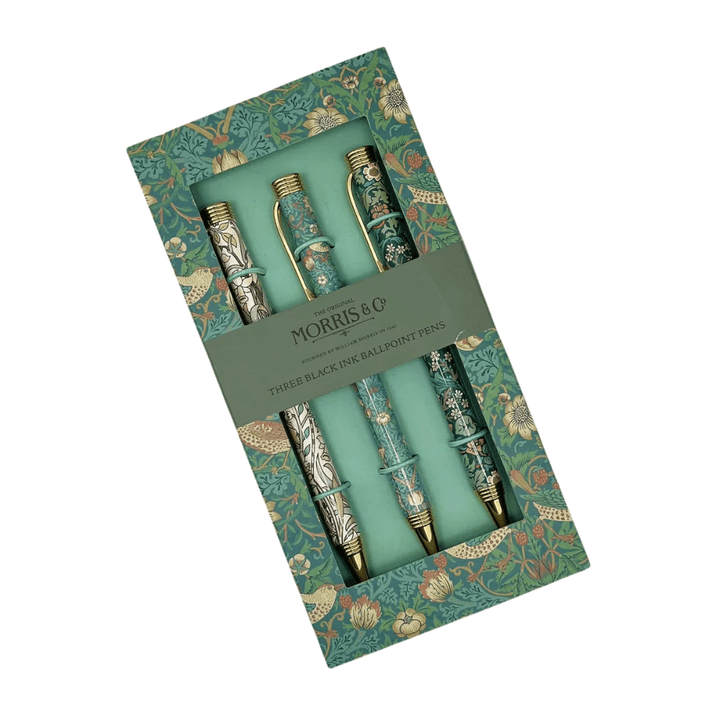 William Morris Strawberry Thief Set of 3 Pens - Ruby&