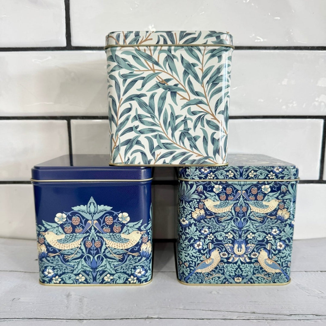 William Morris Strawberry Thief Square Canister Pack of 3 Tins - Ruby's Home Store