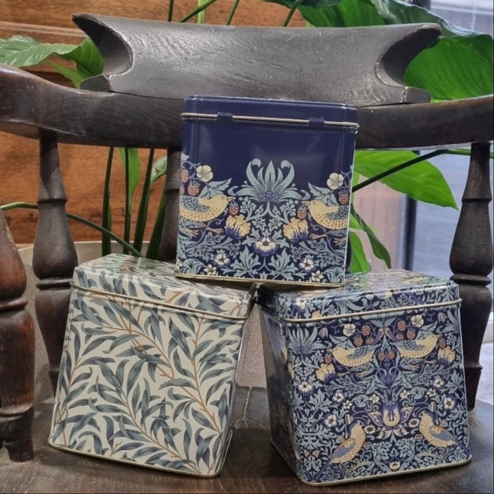 William Morris Strawberry Thief Square Canister Pack of 3 Tins - Ruby&