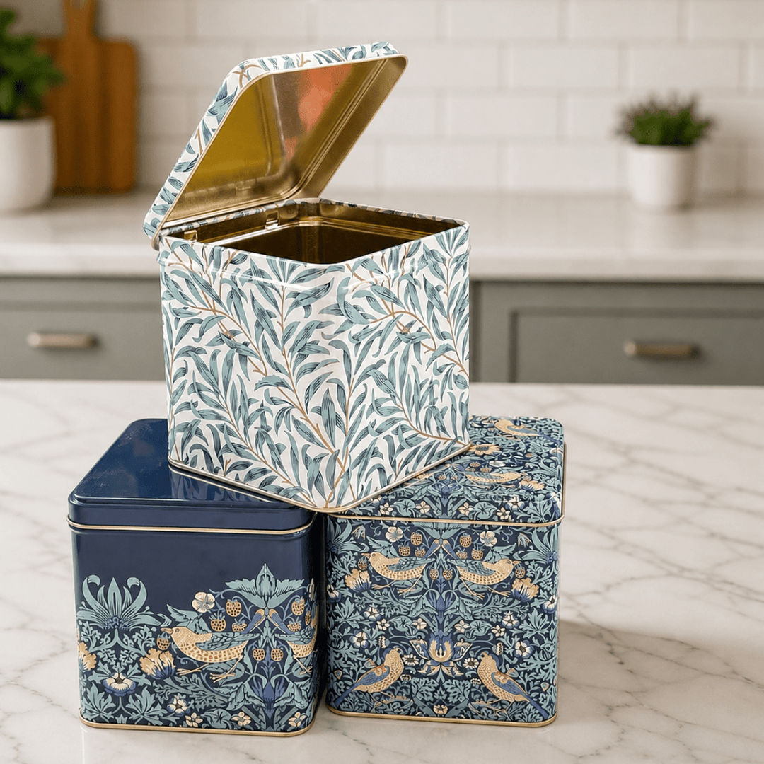 William Morris Strawberry Thief Square Canister Pack of 3 Tins - Ruby's Home Store