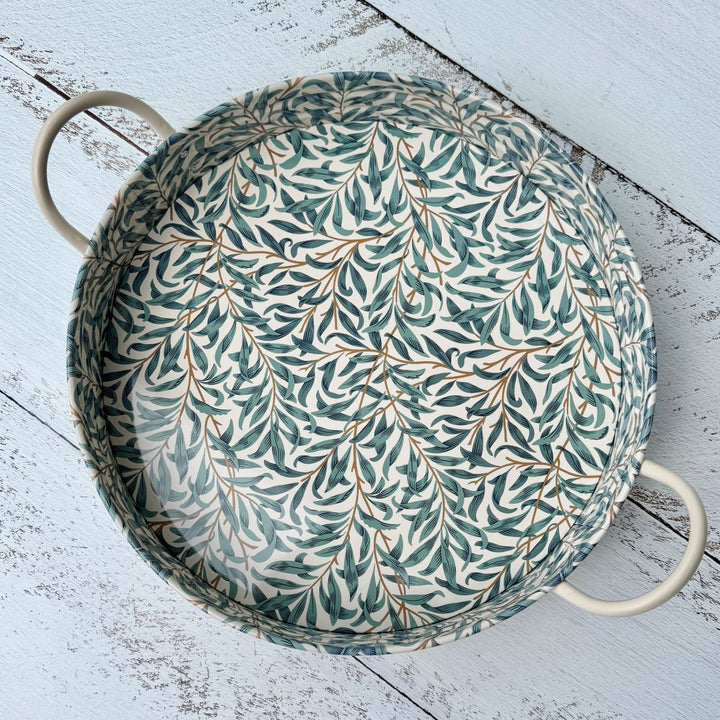 William Morris Willow Bough Large Round Tin Tray with Handles - Ruby's Home Store